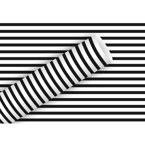 Geschenkpapier Rolle Muster 200 x 70 cm, Stripes, schwarz