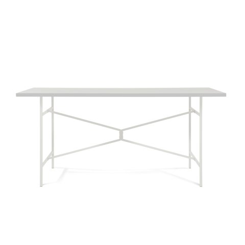 Modulor mesa X, blanco mate Encimera de melamina blanca, borde blanco