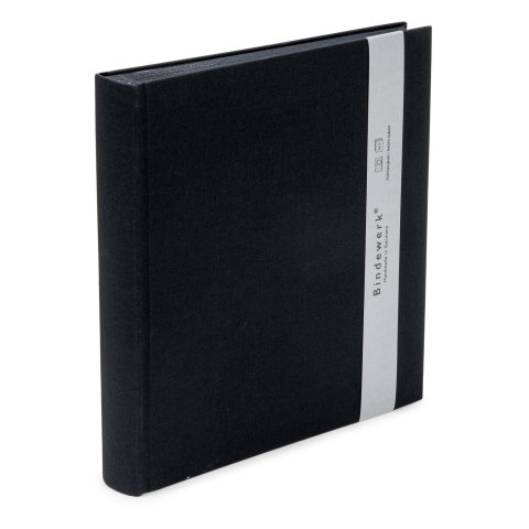Bindewerk Álbum de fotos clásico de lino mediano interior negro, 23 x 24,5 cm, 30 hojas /60 p., negro