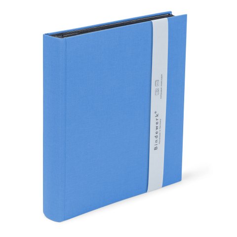 Bindewerk Photoalbum classico lino classico medio interno nero, 23 x 24,5cm, 30 fogli /60 p., blu chiaro