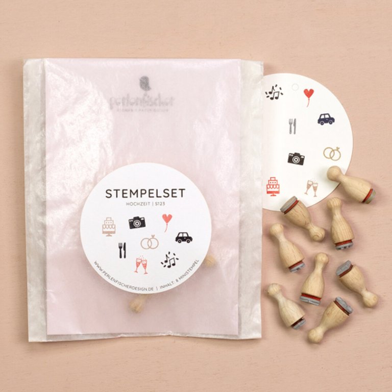 Wooden Decorative Stamps, Wedding Set