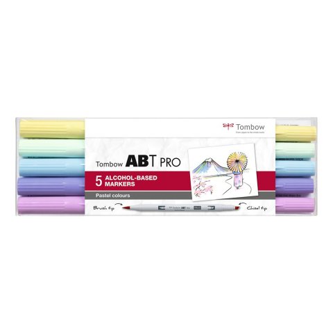 Tombow marcador de alcohol ABT PRO, set de 5 Colores pastel