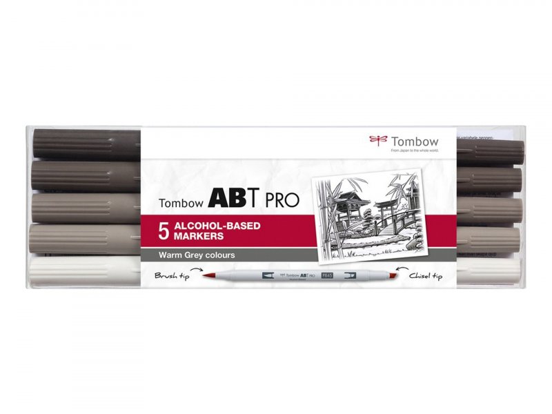 Tombow ABT PRO Dual Brush Pen 5 set, Basic Colours