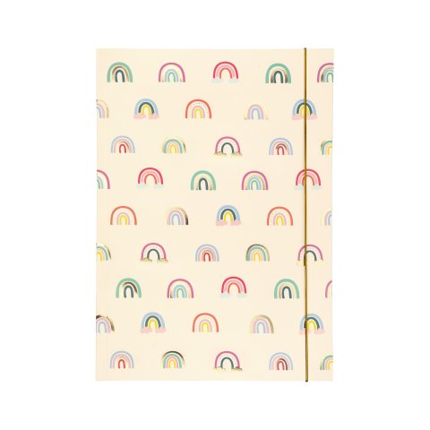 Carpeta escolar para DIN A3, con banda elástica, hotfoil, arco iris