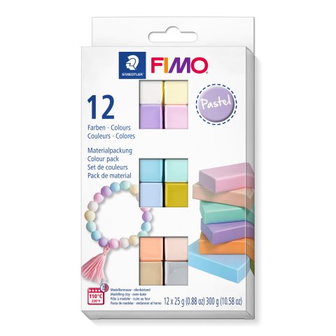 FIMO plastilina Soft 8023 C 300 g (12 x 25 g), endurecible al horno, 12 colores, pastel