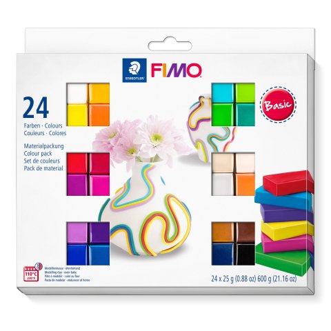 FIMO plastilina Soft 8023 C 600 g (24 x 25 g), endurecible al horno, 24 colores, Basic