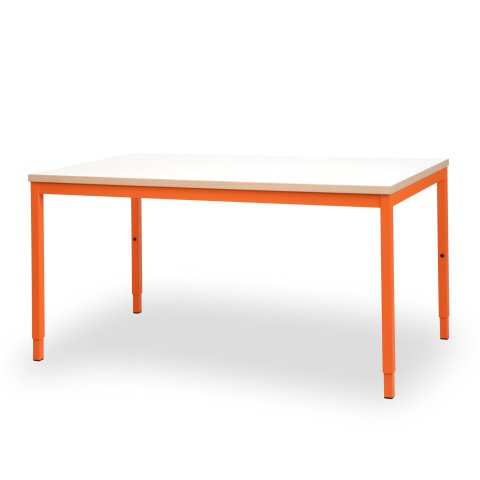 Modulor table M for children, tanner red Melamine top white, beech edge, 25x680x1200mm