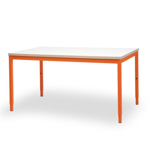 Modulor table M for children, tanner red Melamine worktop white, multiplex edge, 25x680x1200mm