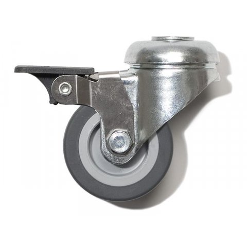 Roller with solid rubber wheel with brake, ø 50 mm