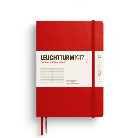 Leuchtturm taccuino con copertina rigida Coltivare la mente A5, medio, a righe, 251 num. pagine, ciliegia