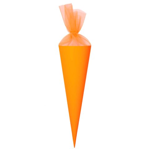 Schultüten-Rohling Neon Karton h = 70 cm, ø 19 cm, Tüllverschluss, neonorange