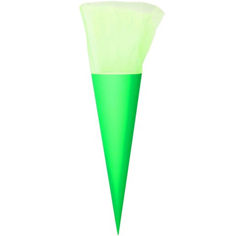 Schultüten-Rohling Neon Karton h = 70 cm, ø 19 cm, Tüllverschluss, neongrün