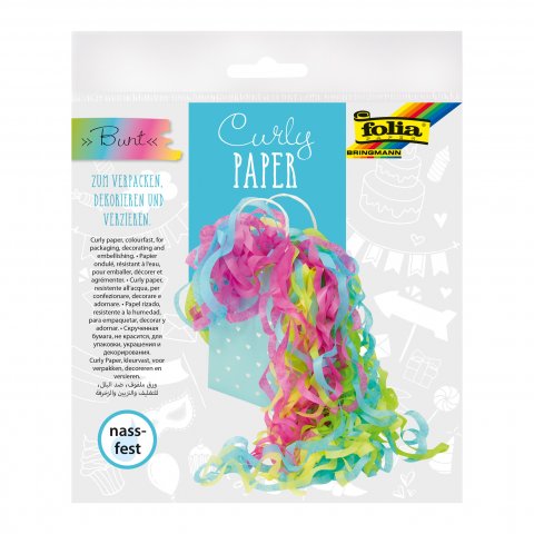 Curly paper made from flower wrapping tissue moisture-resistant, spiral shaped, coloured