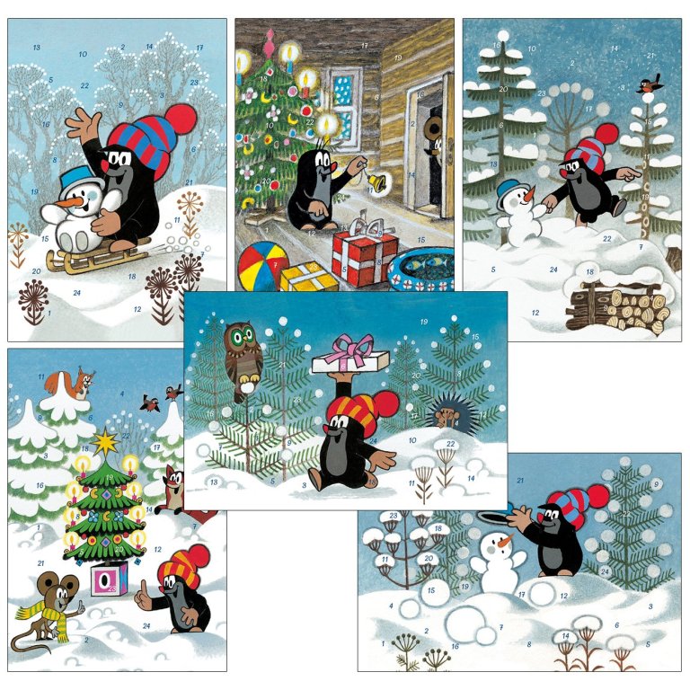 Tarjetas del calendario de adviento El pequeño topo