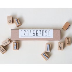 Motif stamp made of wood, set of numbers