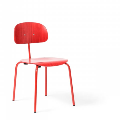 Children chair 118, stackable 680/380 x 380 x 380, stained red, lacquered