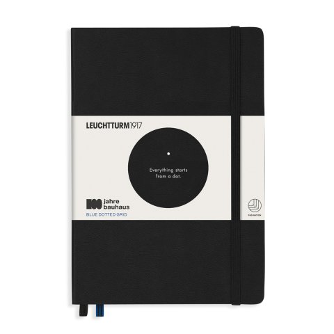Leuchtturm Notizbuch Hardcover Bauhaus Edition A5, punktkariert blau, 80 g/m², schwarz