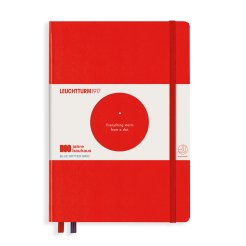 Leuchtturm cuaderno tapa dura Edición Bauhaus A5, azul a cuadros, 80 g/m², rojo
