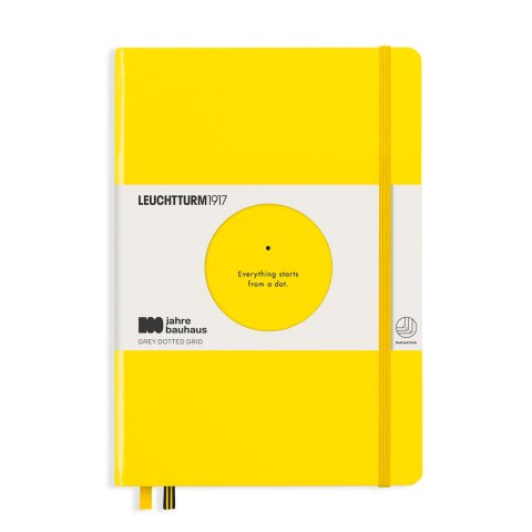 Leuchtturm Notizbuch Hardcover Bauhaus Edition A5, punktkariert grau, 80 g/m², zitrone
