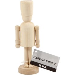 Figura in legno h = 13 cm, con supporto, naturale