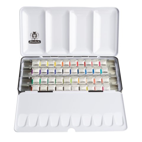 Schmincke Aquarellfarbe Akademie, Set 40 Stück im Metallkasten, 1/2 Näpfe (75140)