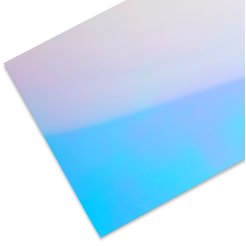 Polystyrene mirror, coloured, smooth iridescent light blue/pink 1 x 250 x 500 mm