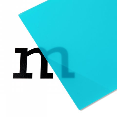 PLEXIGLAS® Satinice SC, one side satin finish, coloured (custom cutting available) 3.0x1500x2000, turquoise bl., tranl. (5H74SC), 3015526