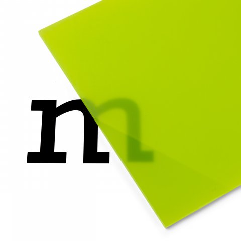 PLEXIGLAS® Satinice SC, one side satin finish, coloured (custom cutting available) 3.0 x max. 1500x2000, lime green, tranl. (6H07SC)