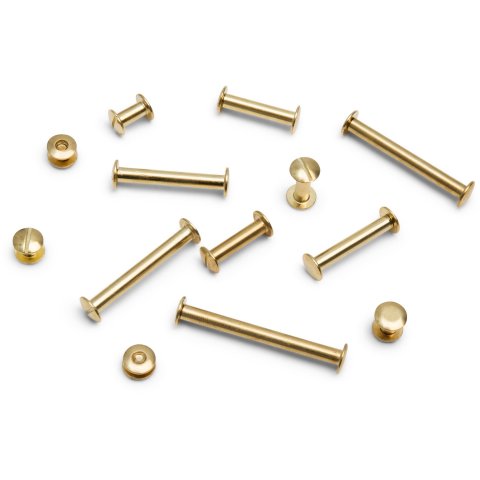 Bookbinding screws, standard, brass-plated l = 10 mm, 4 pieces