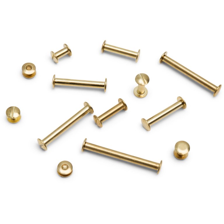 Bookbinding screws, standard, brass-plated