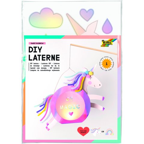 DIY Laterne, All in One, Set 1 Laterne, 2 Motive, FSC, irisierend rosa
