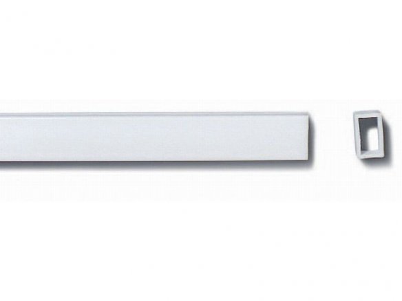Tubo rectangular de poliestireno, blanco