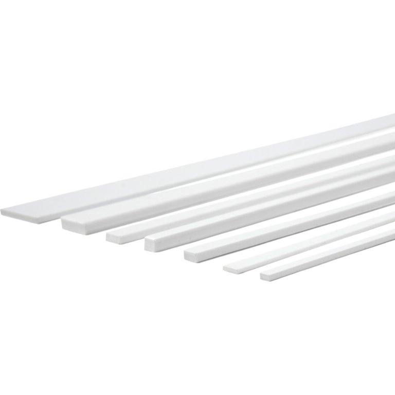 Polystyrol Vierkantstripes, lang, weiß