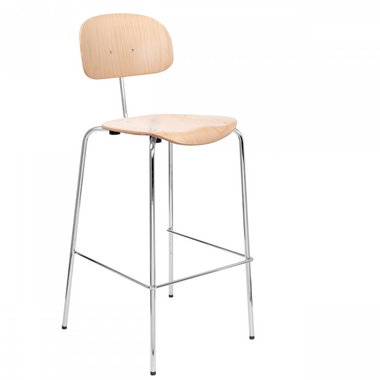 Bar stool 118, 1120/765 x430 x395 mm,beech,clear varnished,chrome