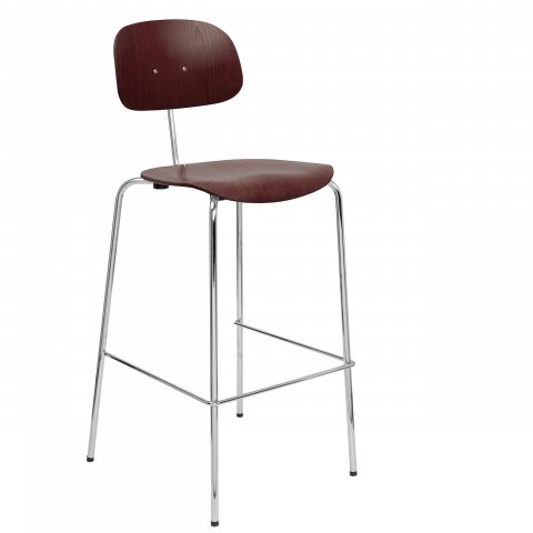 Bar stool 118 1120/765 x 430 x 395 mm, dark brown stained, chrom