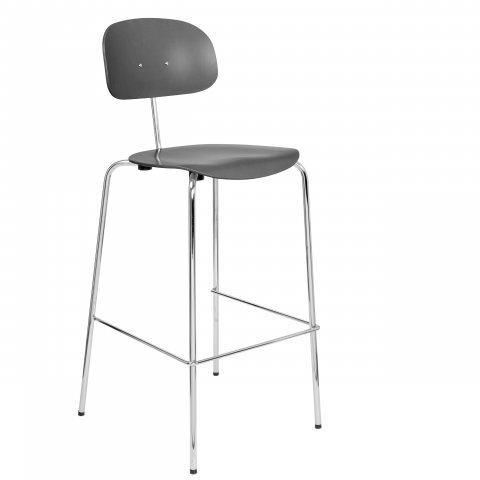 Bar stool 118 1120/765 x 430 x 395 mm, dark grey stained, chrome