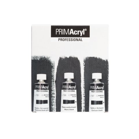 Schmincke Acrylfarbe Primacryl, Set Schwarztöne, 3 Metalltuben à 35 ml, Karton (73732)