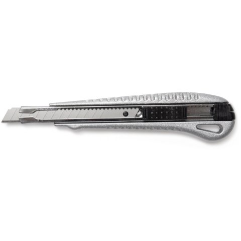 Ecobra Cutter metal, para cuchillas de 9 mm Auto Stop incl. 1 cuchilla de corte 9 mm, plateada