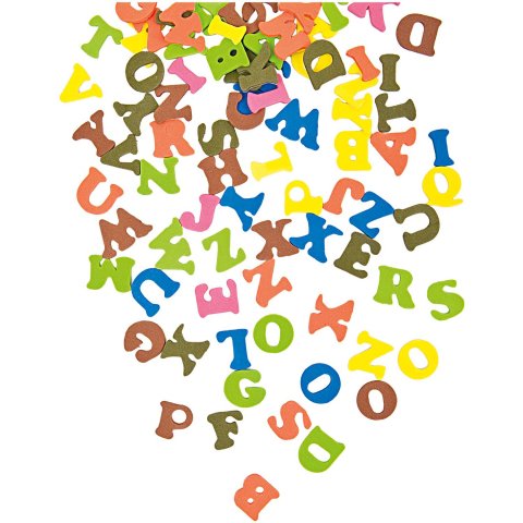 lettere in gommapiuma autoadesive, colorato A-Z, h = 21 mm
