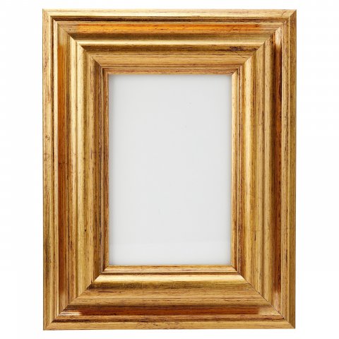 Mini marco, alternando tiras de oro y plata 10 x 15 cm, con cristal blanco y pared trasera
