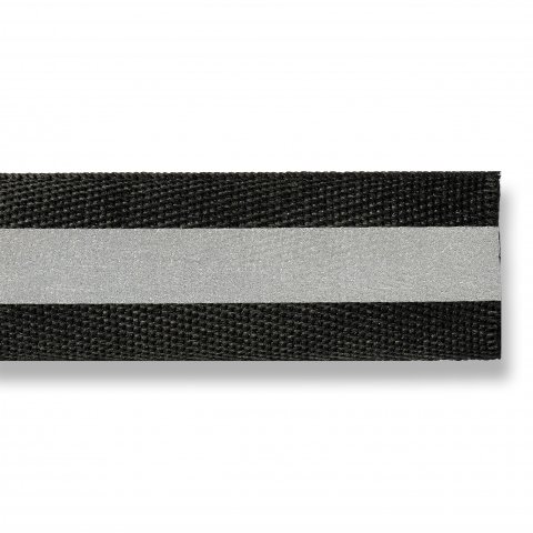 Sew-on reflective tape w = 25 mm, PES, silver/black