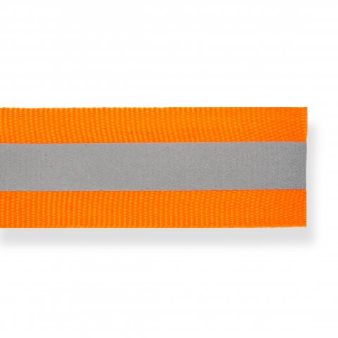Sew-on reflective tape w = 25 mm, PES, silver/orange