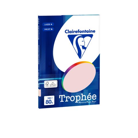 Clairefontaine Papel multifunción Throphée 80 g/m², A4, 4 x 25 hojas, colores pastel