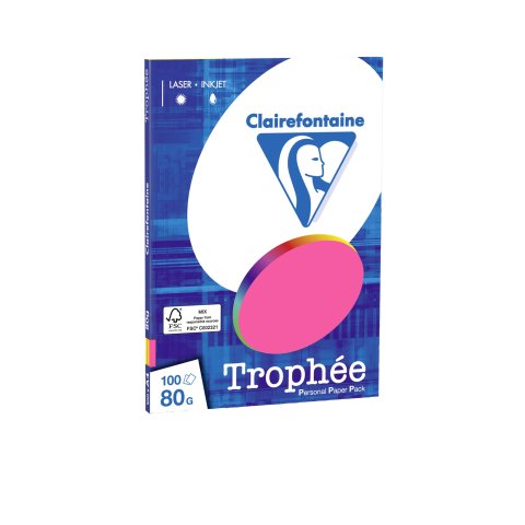 Clairefontaine Multifunktionspapier Throphée 80 g/m², A4, 4 x 25 Blatt, fluoreszierende Farben