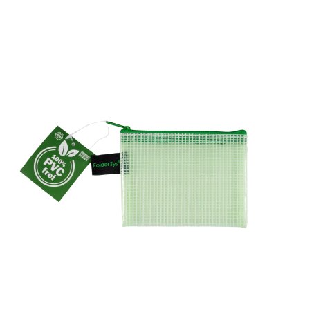 Zippered bag, coloured EVA (PVC-free) 92 x 128 mm for DIN A7, green transparent