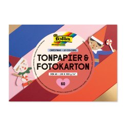 Papel entonado + cartón fotográfico, bloque, DIN A6, 60 hojas, 130 g/m² + 300 g/m², 10 colores, Navidad