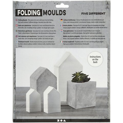 Foldable casting mould sheets set of 5, buildings + triangles,ths = 0,5 mm, transp.