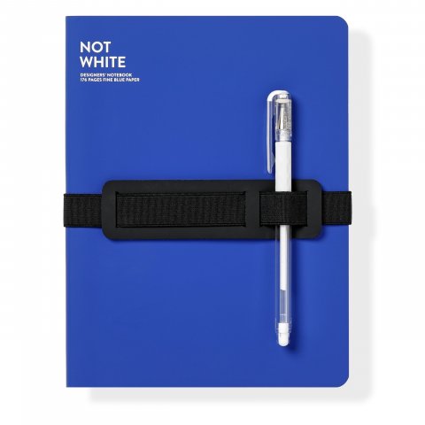 Cuaderno Nuuna no es blanco L, 165 x 220 mm, páginas azules, bolígrafo blanco, cinta