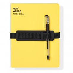 Nuuna Notebook Not White L, 165 x 220 mm, yellow pages, white pen, ribbon