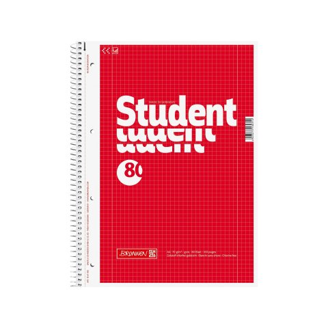 Brunnen Standard student notebook 210 x 297 DIN A4, squared, double margin, 80 shts/